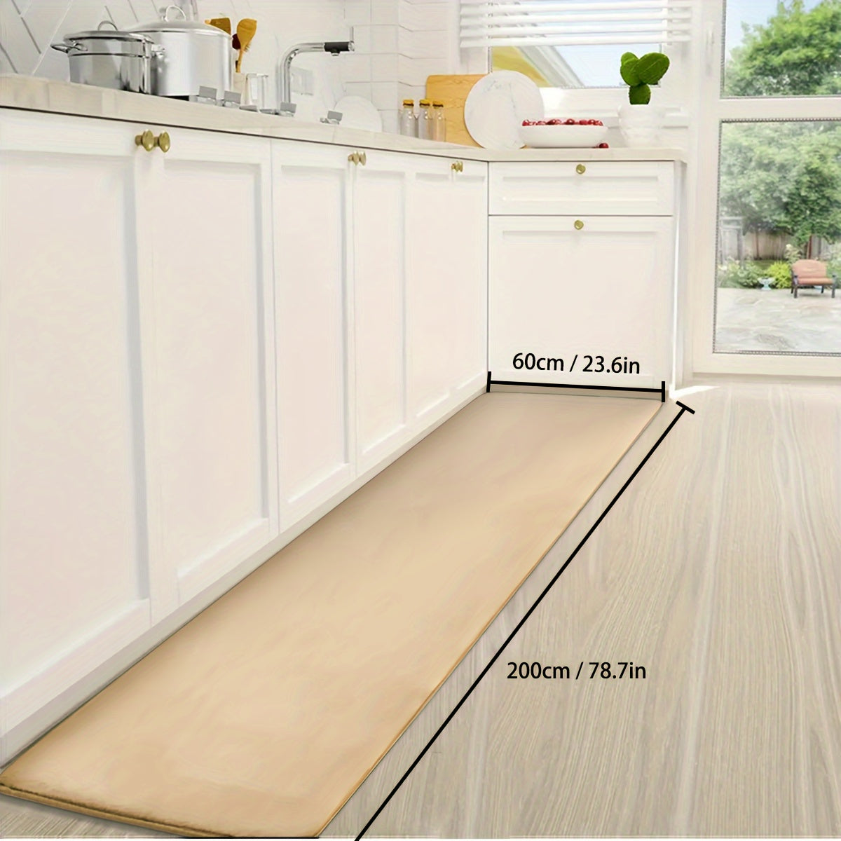 Polyester Kitchen Runner Mat Non-Slip Absorbent Low Pile Rectangular Rug