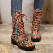 Женские ботинки с цветочным граффити на щиколотке, утеплённая подкладка, резиновая подошва, повседневный стиль