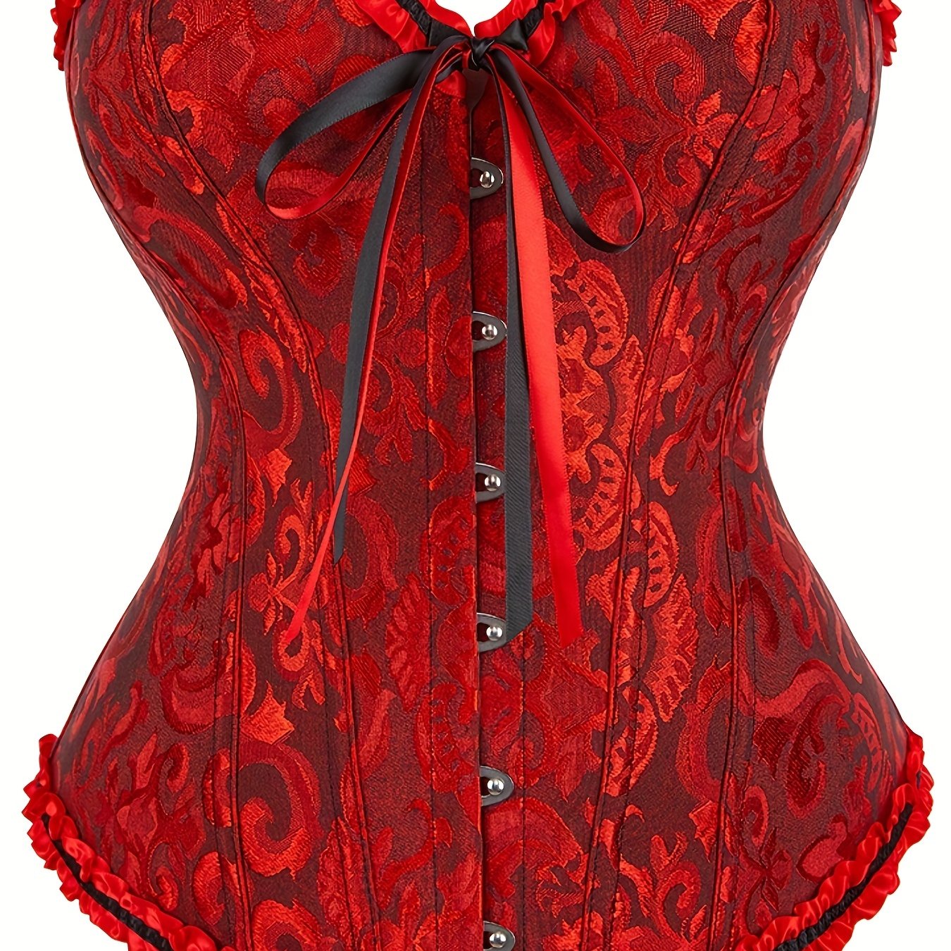 Top de corsé sin mangas para mujer con cordón, control de abdomen y detalle de volantes para bodas y eventos formales