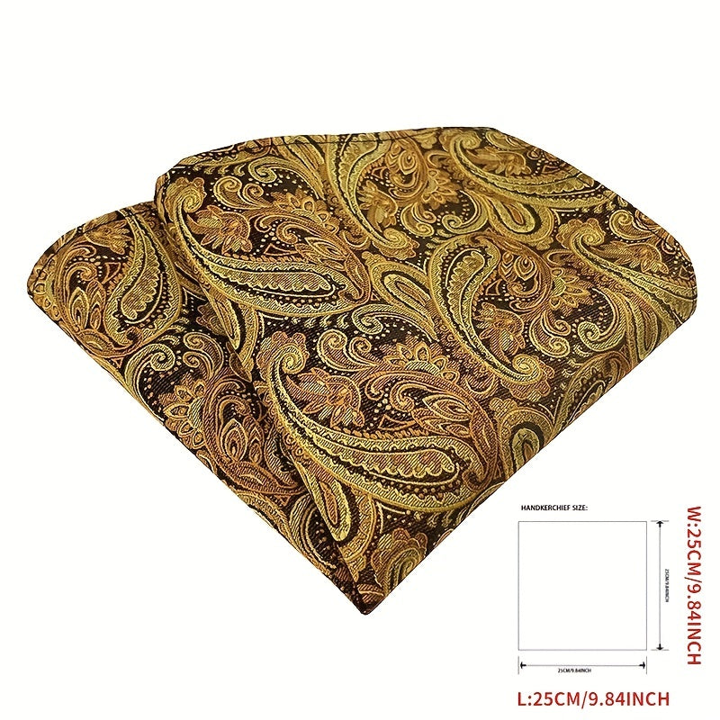 Set of 3 Paisley Jacquard Woven Neckties with Cufflinks and Pocket Squares for Men