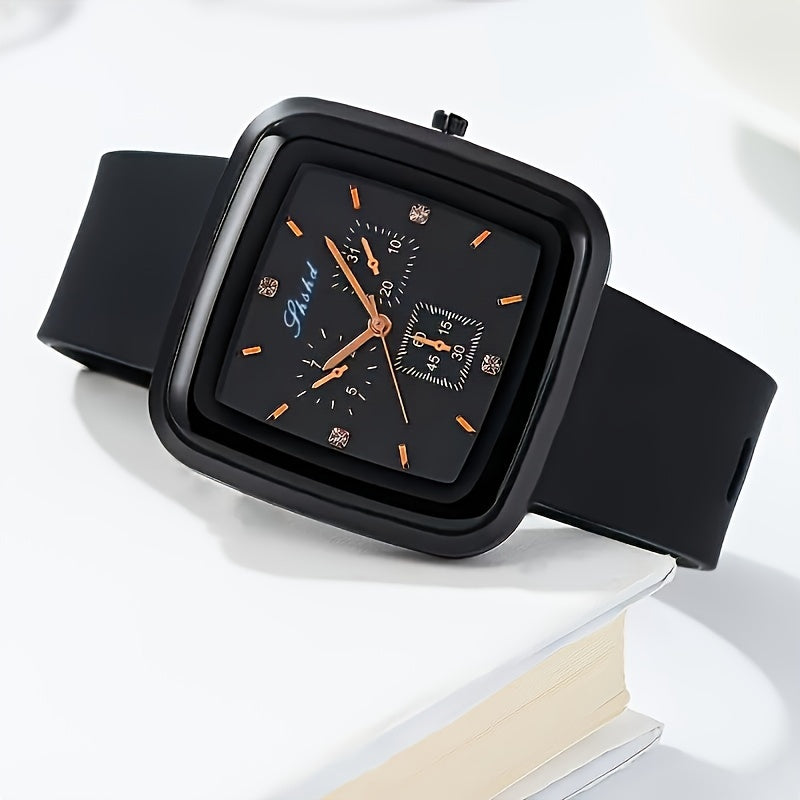Women's Square Watch Autumn Winter Silicone Strap Minimalist Quartz Elegant