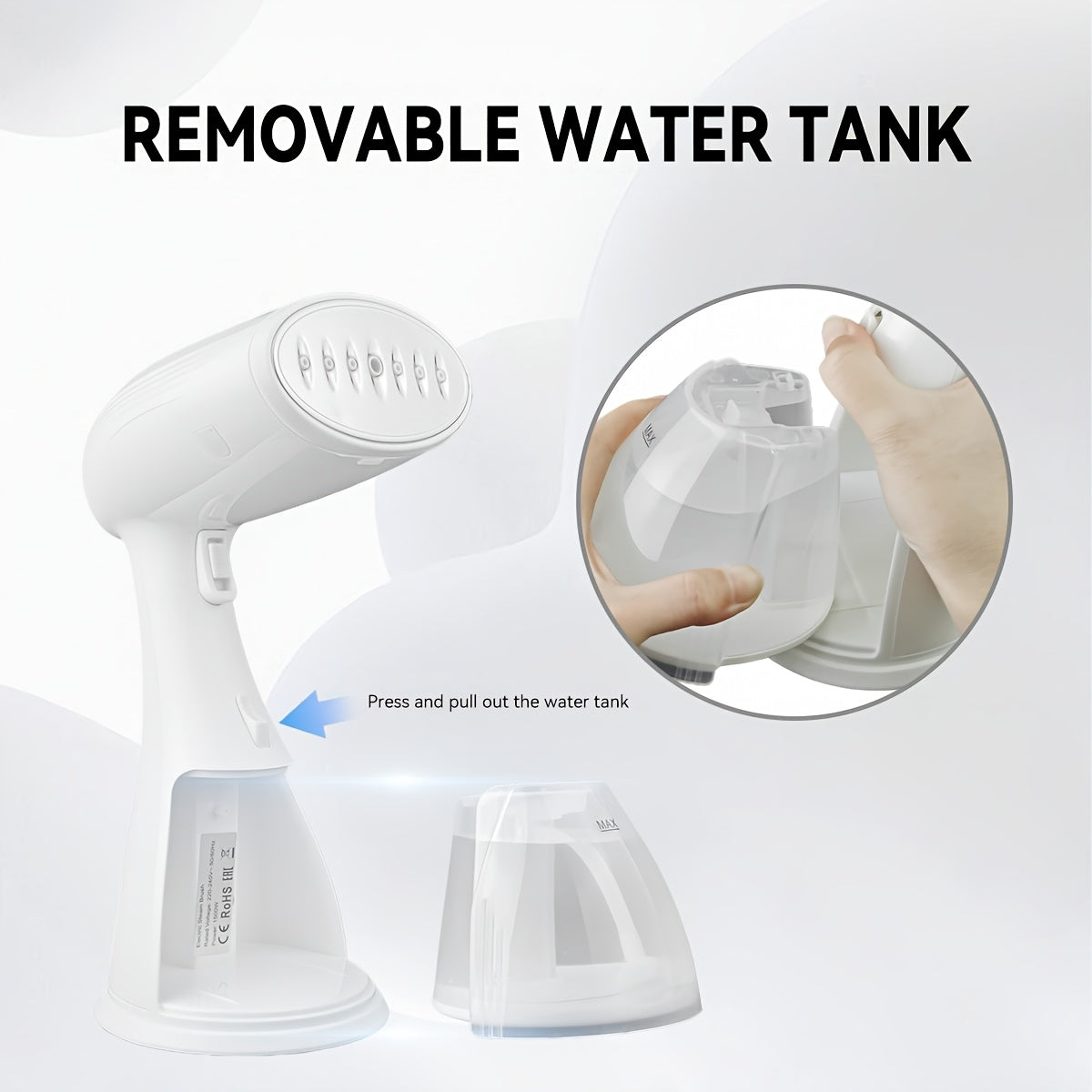 Plancha de vapor de mano 2 en 1 portátil con depósito de agua de 300 ml para viaje y hogar