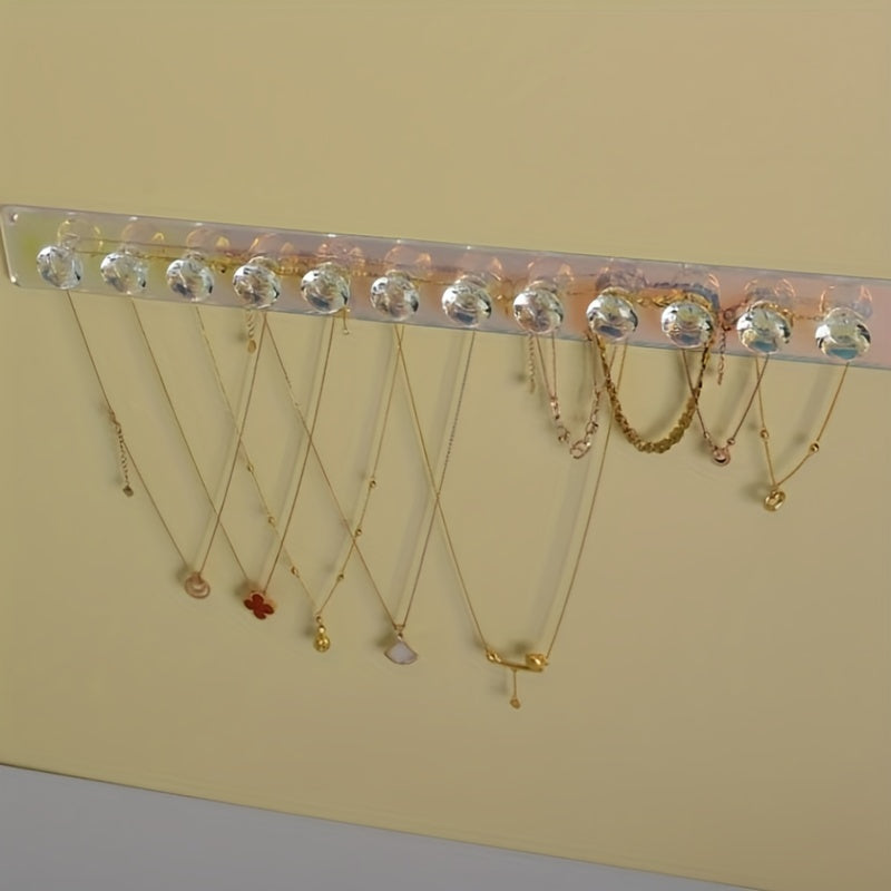 Acrylic Wall Mount Necklace Display Rack with Hooks for Jewelry Organization