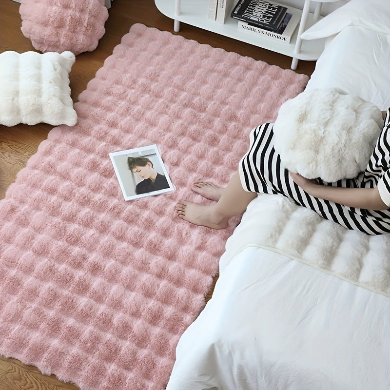 Anti-Rabbit Fur Floor Mat Solid Color Soft Washable Living Room Bedroom Rug