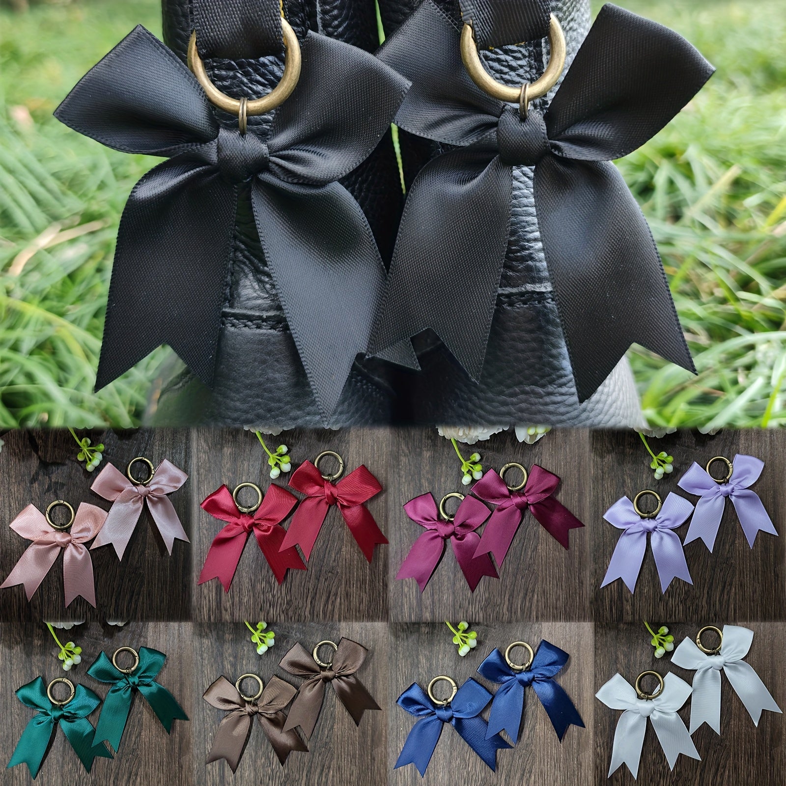 2PCS Satin Bow Boot Charms Zinc Alloy Shoe Decorations for Valentine Mardi Gras