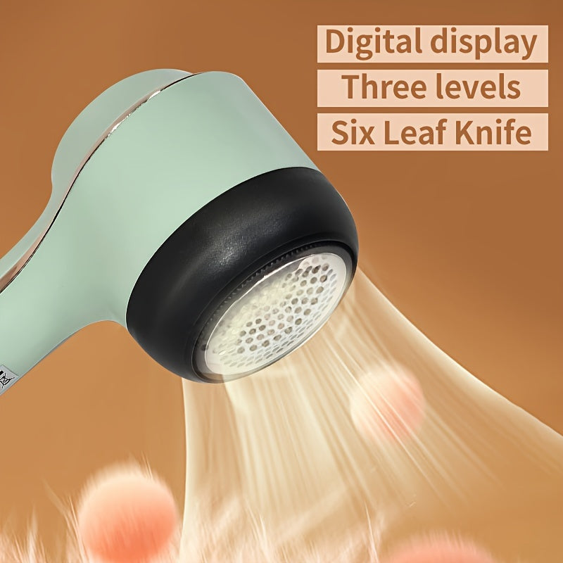 USB Rechargeable Clothes Fuzz Remover with Adjustable Settings LED Display for Sweaters and Carpets