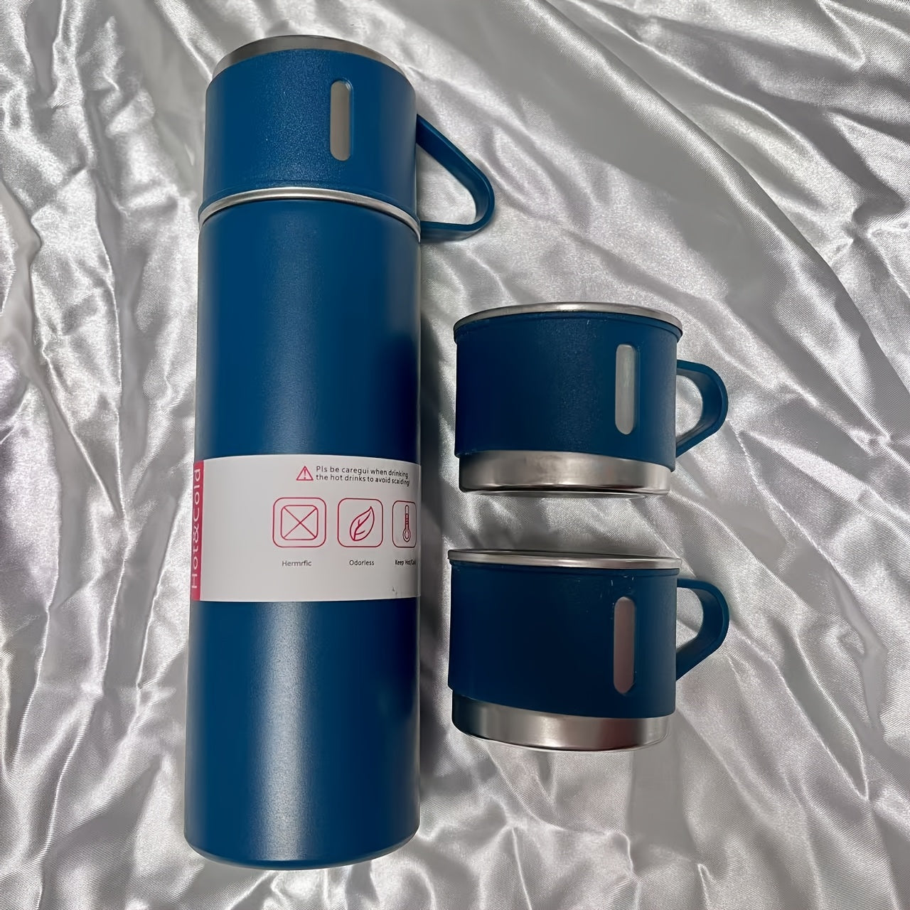 440ml Stainless Steel Vacuum Bottle with 2 Lids for Hot Cold Beverages