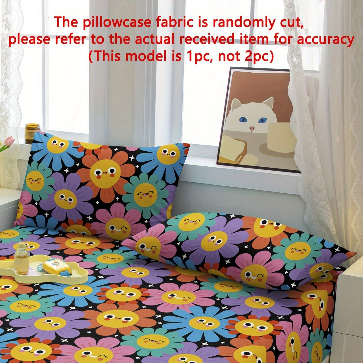 Floral Printed Microfiber Pillowcase with Pocket Closure and Quilted Design