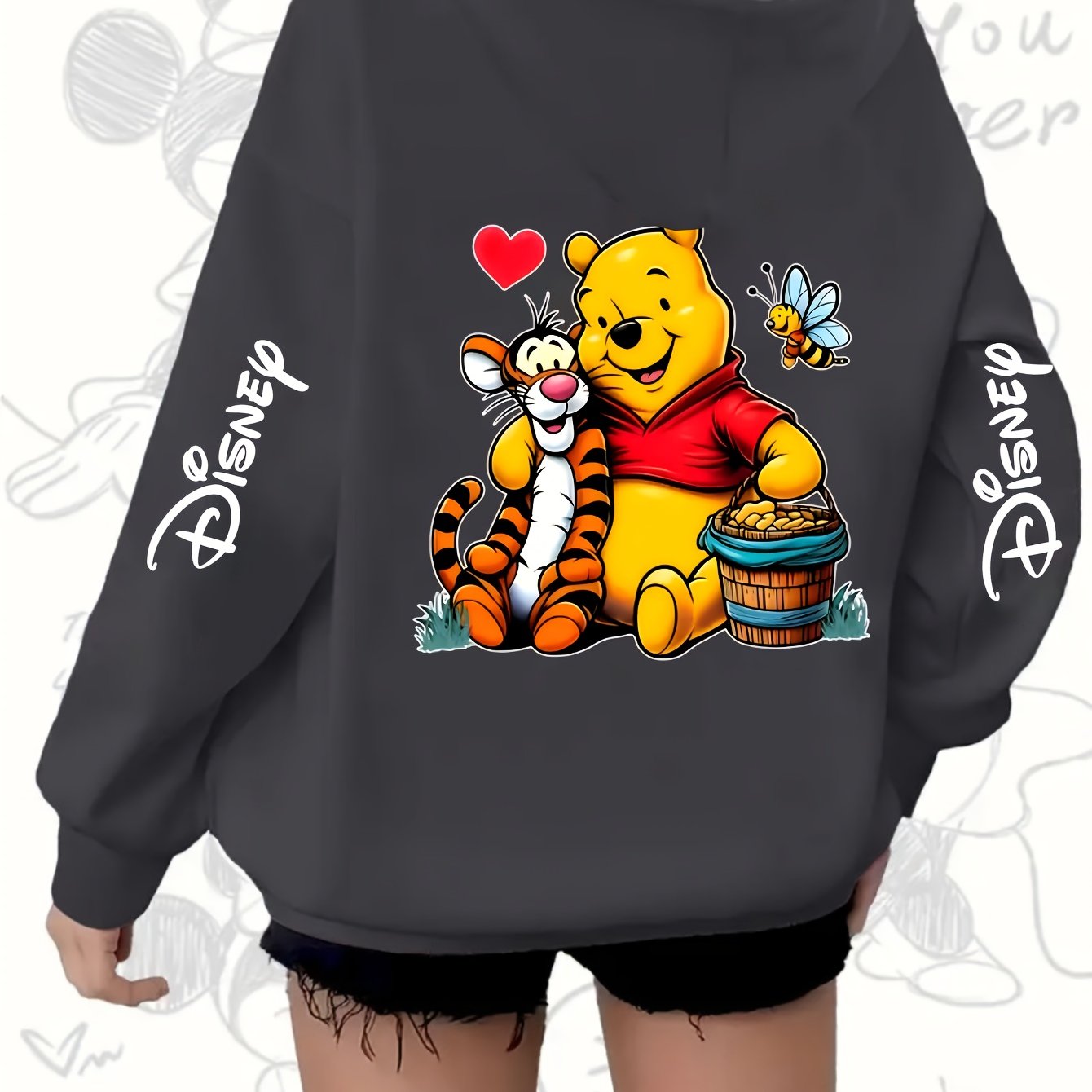 Women's Plus Size Cartoon Hoodie Zip-Up Jacket Casual Wear Oversized