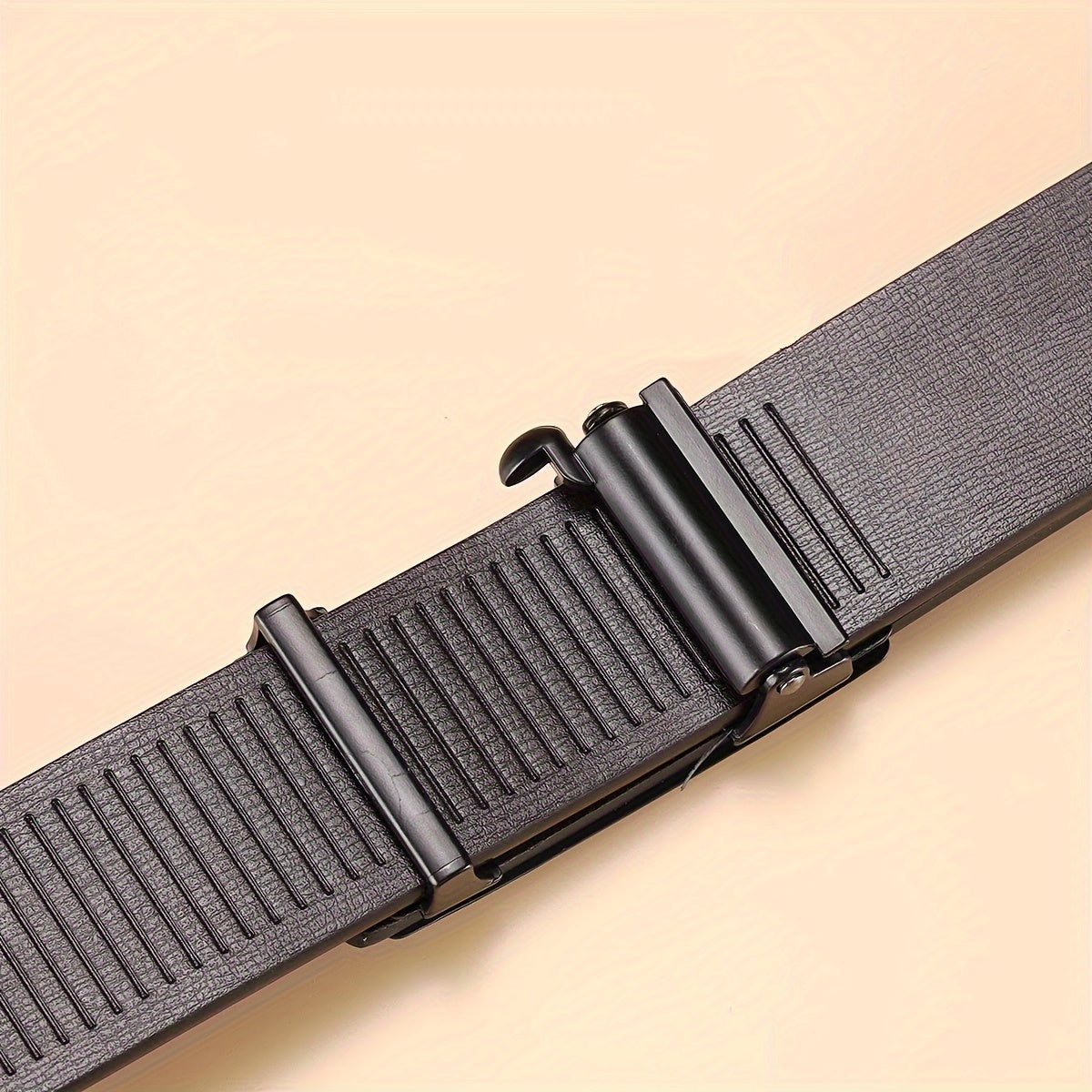 Men's Black Casual Belt with Automatic Buckle PU Panel for Jeans and Office Wear