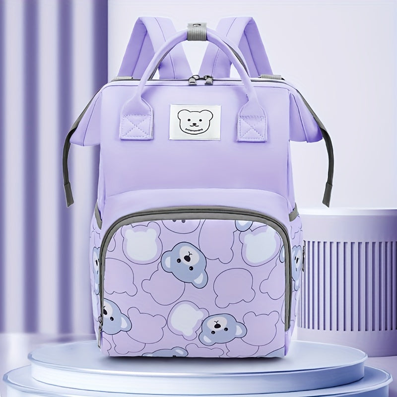 Lightweight Waterproof Baby Backpack with Bear Motif for Moms on the Go