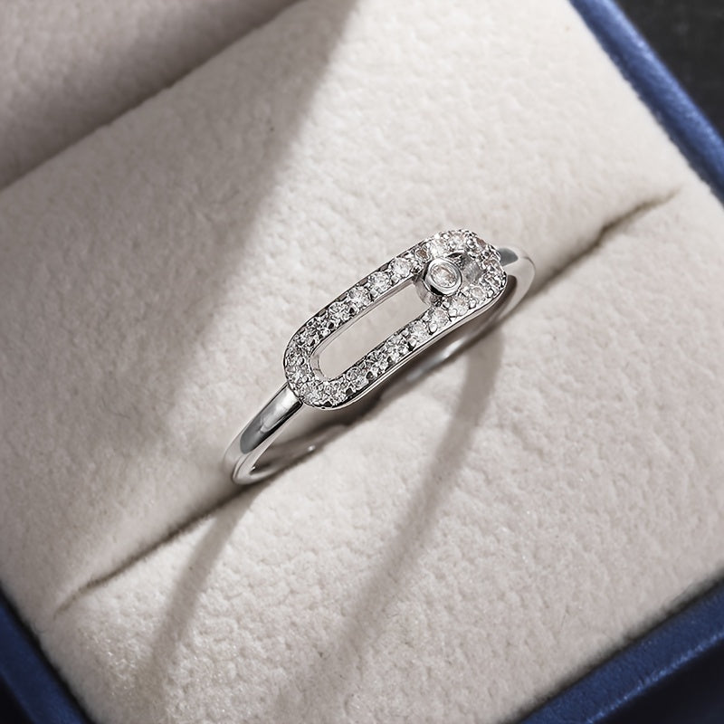 Hollow Open Ring Synthetic Cubic Zirconia Copper Elegant Wedding Engagement Jewelry