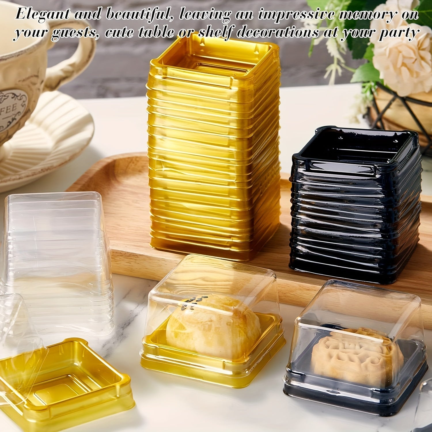 Одноразовые пластиковые контейнеры для десертов с крышками, 50 штук, для мини-капкейков и упаковки