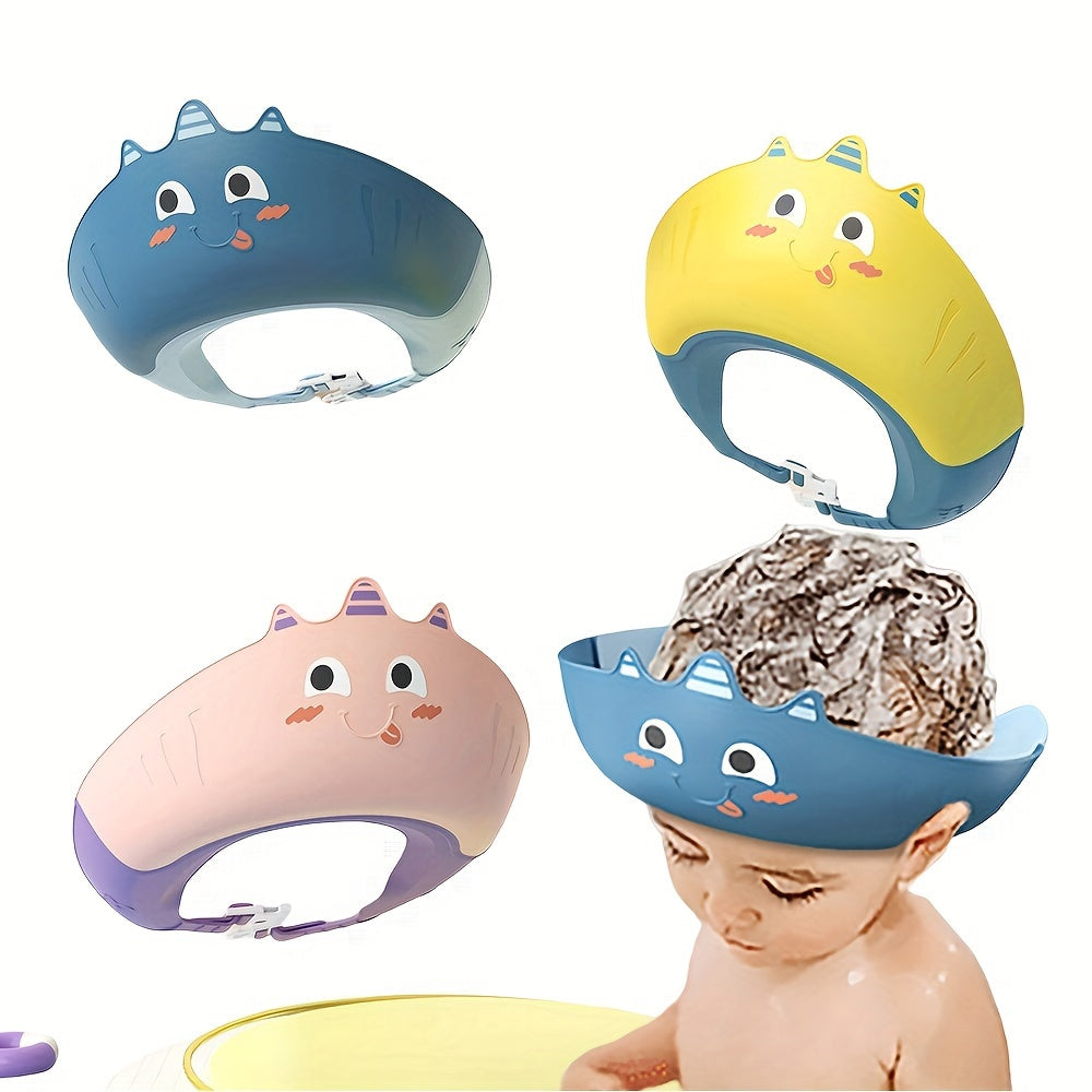 Kids Shower Cap Waterproof Shampoo Hat with Ear and Eye Protection Adjustable for Ages 3-12