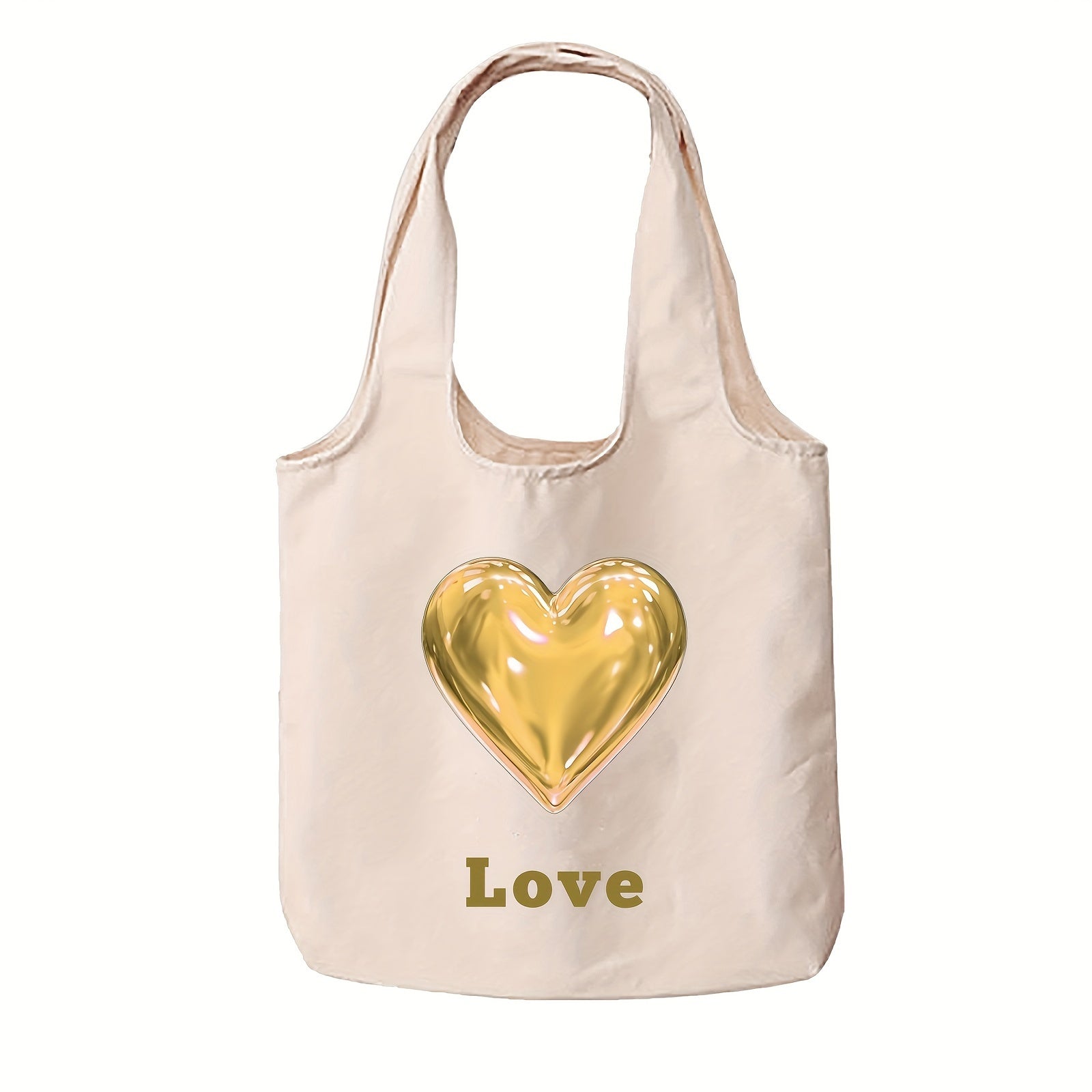 Shaxsiylashtirilgan kanvas tote sumkasi, maxsus matn va yurak naqshlari bilan, 1, 3 yoki 9 ta to'plam