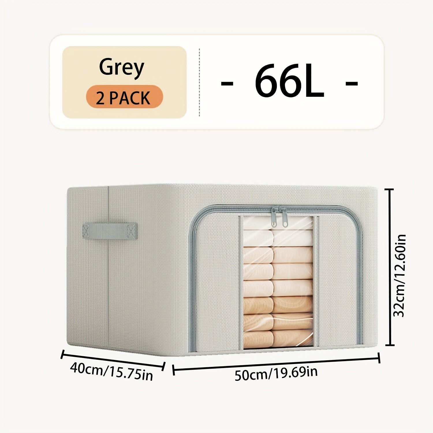 Storage Bins with Metal Frame and Clear Window for Winter and Spring Large Capacity Foldable Stackable Organizer