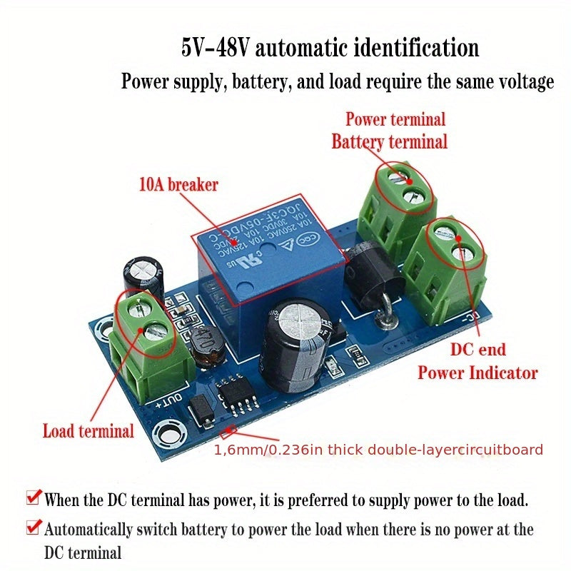 Módulo de batería de litio para convertidor de energía de emergencia de 5V-48V con conmutación automática y modo de espera