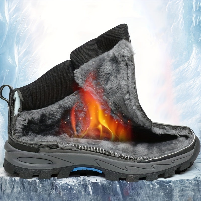 Men's High Top Hiking Boots with Plush Lining Non-Slip Sole Durable for Winter