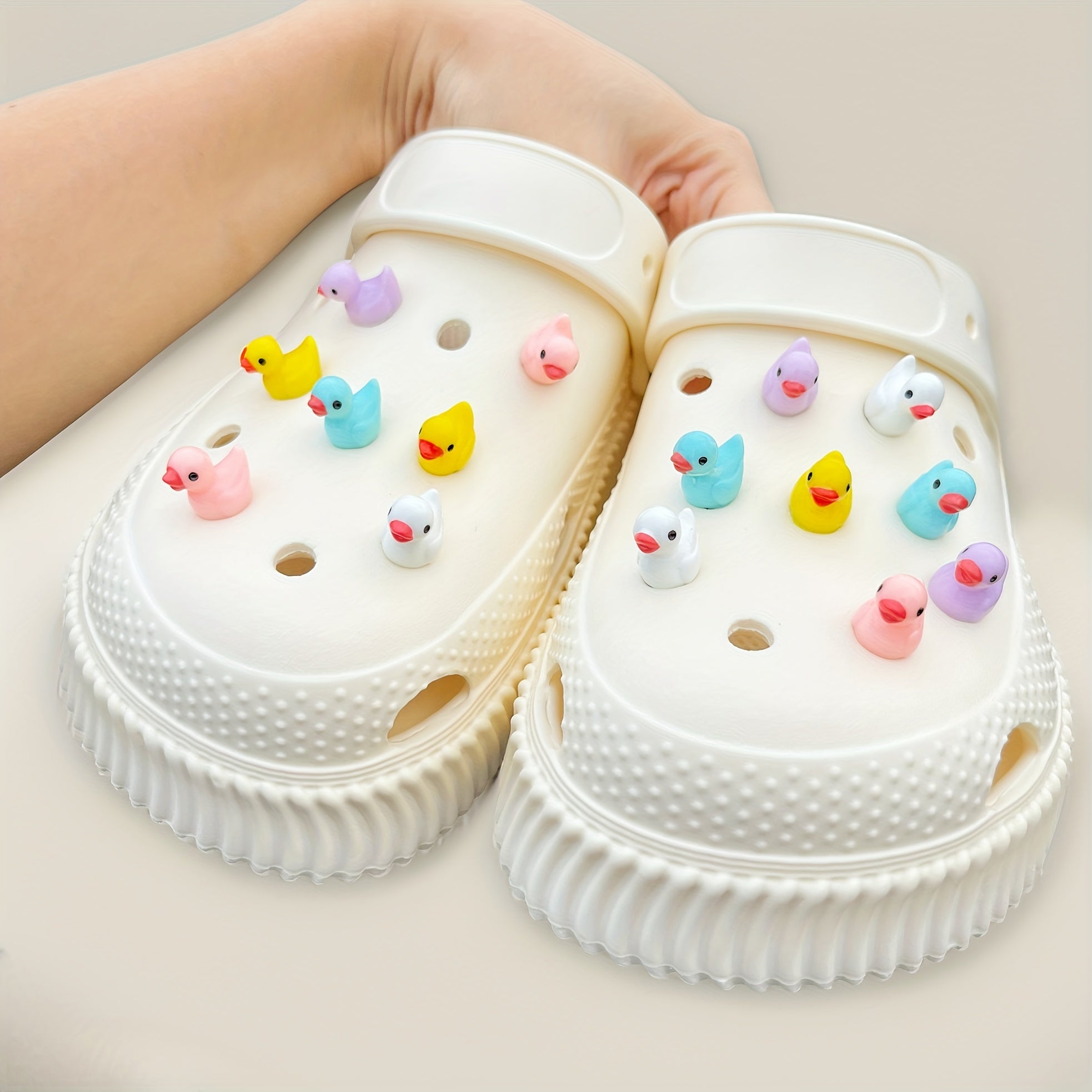 15Pcs Cute 3D Duck PVC Shoe Charms for Sandals Slippers Decoration