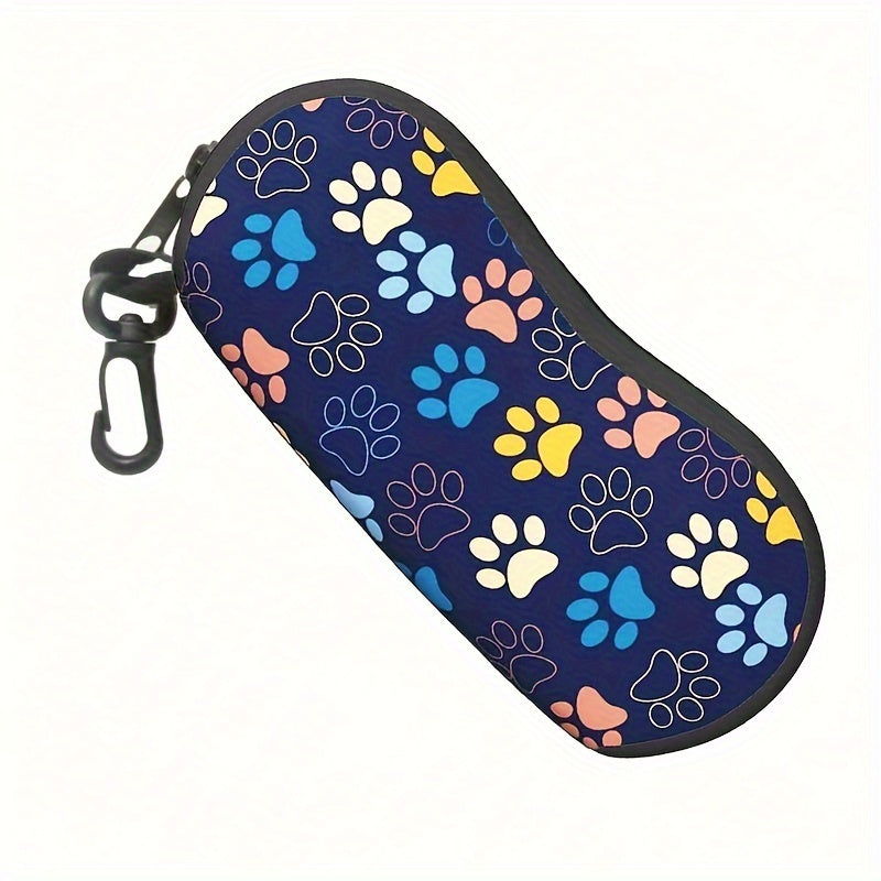 Mustahkam Neoprene Ko'zoynak Qutisi Itning Poyasi Izlari Dizayni - Sayohat va Sport uchun Ideal - Erkaklar va Ayollar uchun Mos