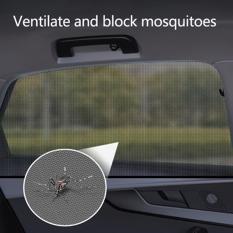 4pcs Car Window Shades Mesh Sunshade Bug Screen UV Protection Breathable Privacy