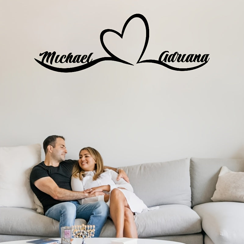 Personalized Iron Metal Sign with Names and Heart for Wedding or Bedroom Decor