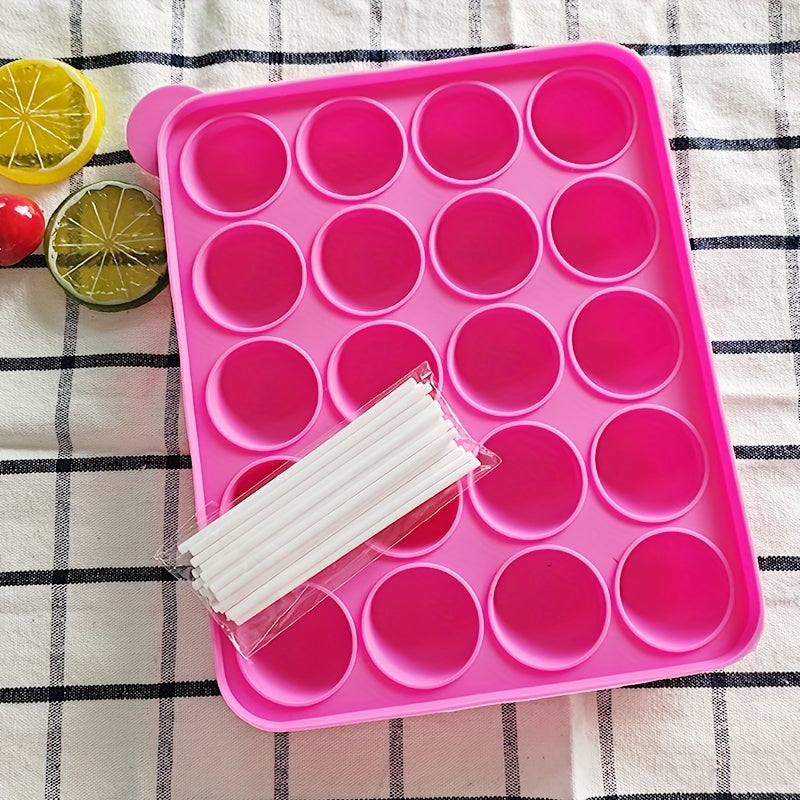 Silicone Lollipop Mold 20 Cavities with Sticks for Cake Pops Chocolate Candy