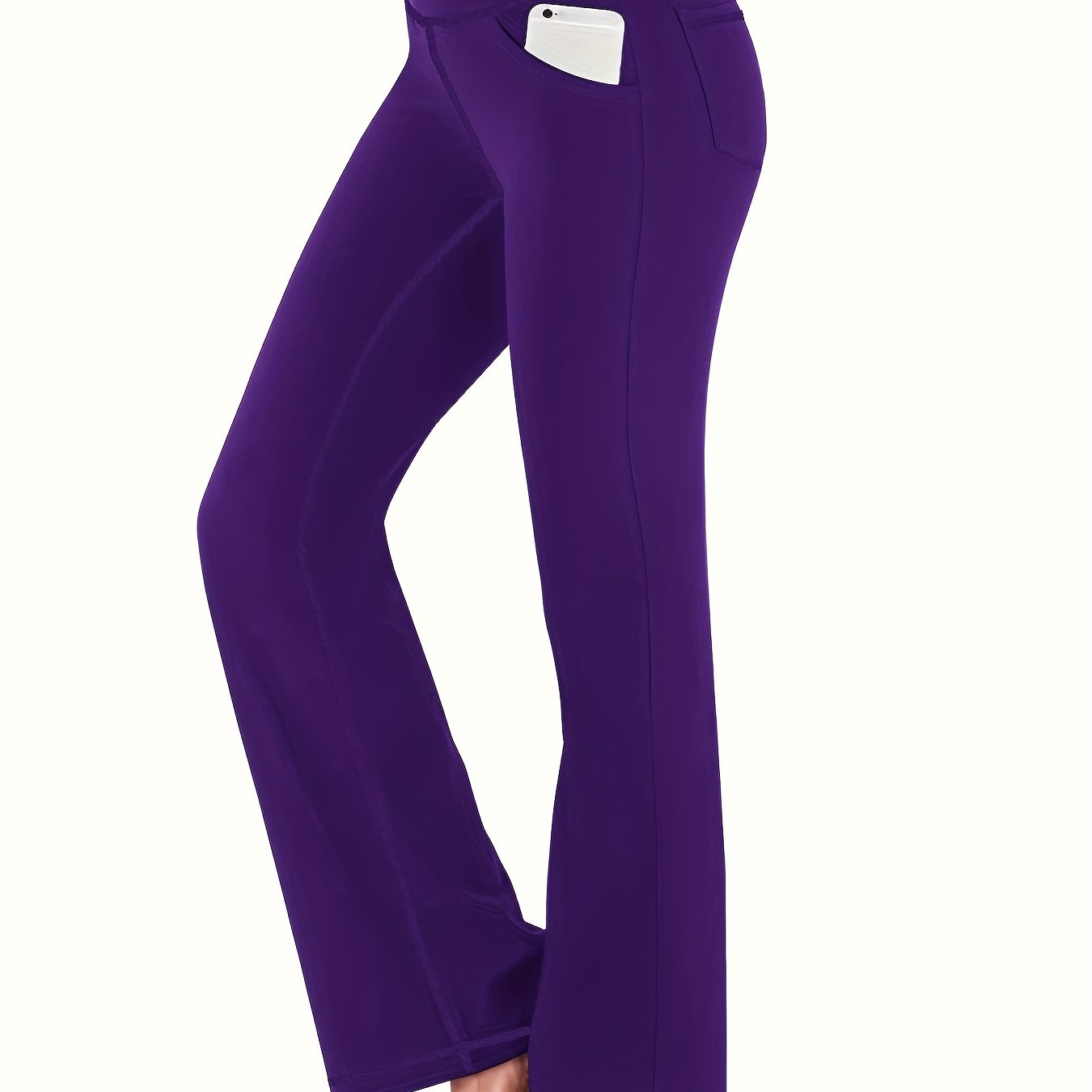 Women's High-Waisted Yoga Pants Flared Leggings with Pockets, Quick-Dry Stretch Fabric