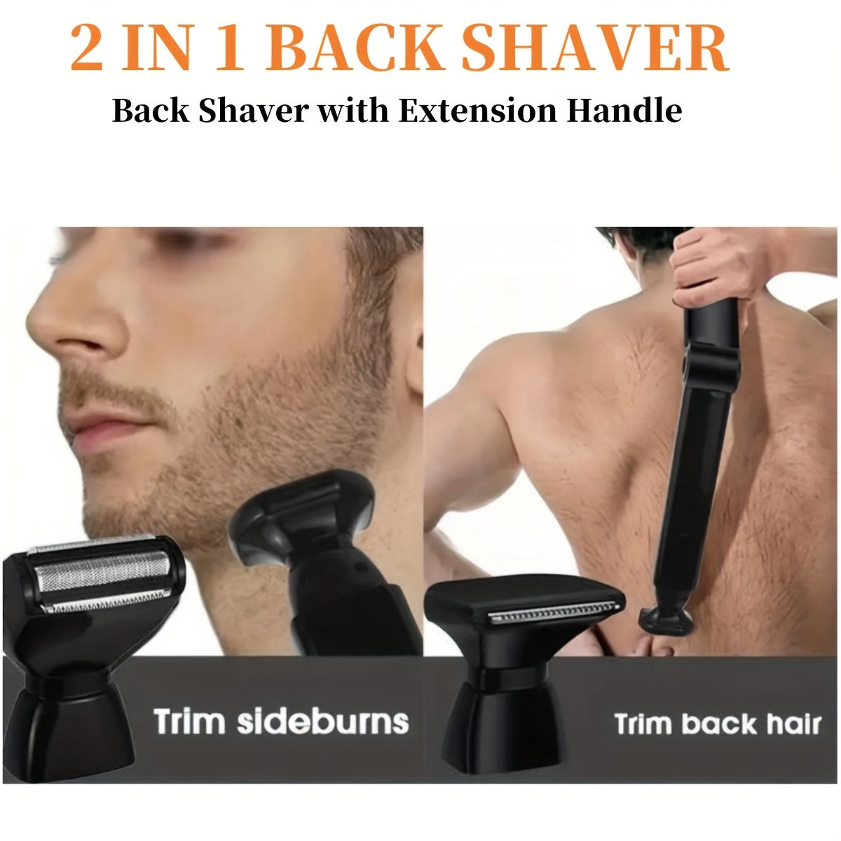 Men's Body Shaver with Adjustable Handle and Shock-Absorbing Heads