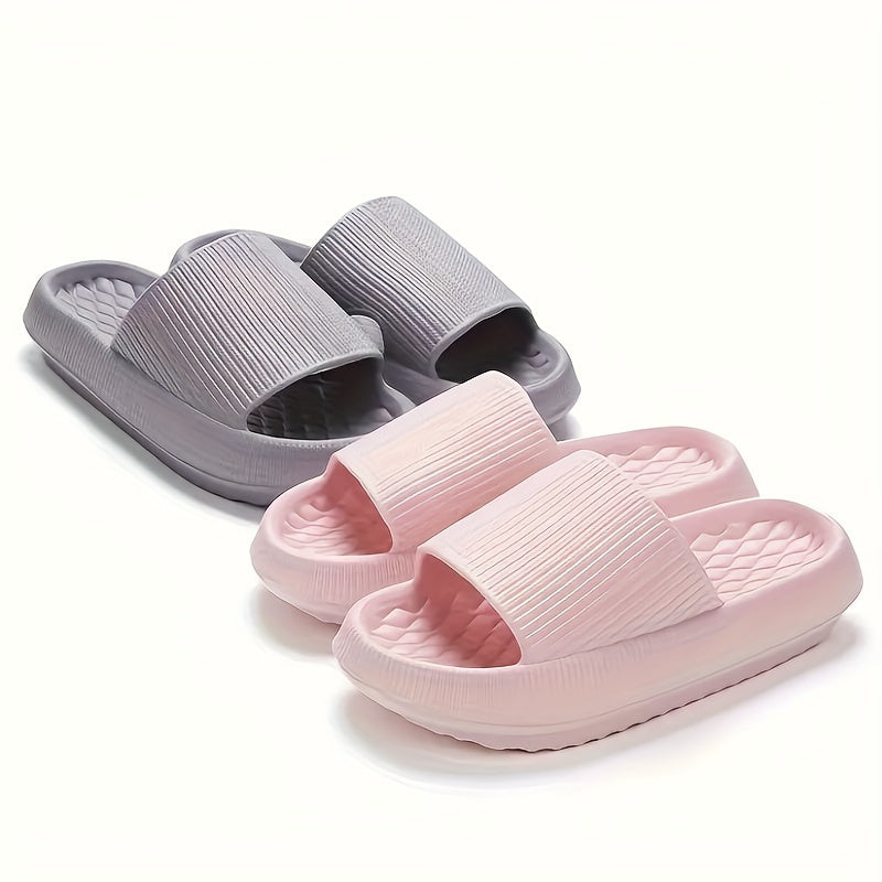 Unisex Solid Color Minimalist Pillow Slides Slip-On Soft Sole Home Shower Slides