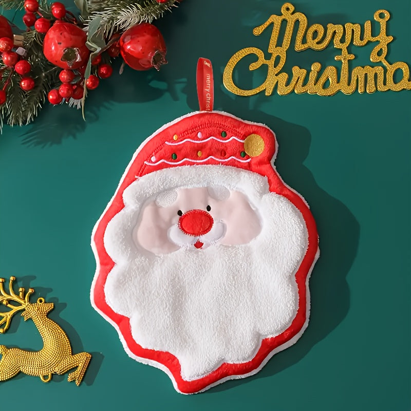 Набор полотенец для пальцев с рождественской тематикой с изображениями Санты, рождественской елки и дома, быстро сохнущие, впитывающие