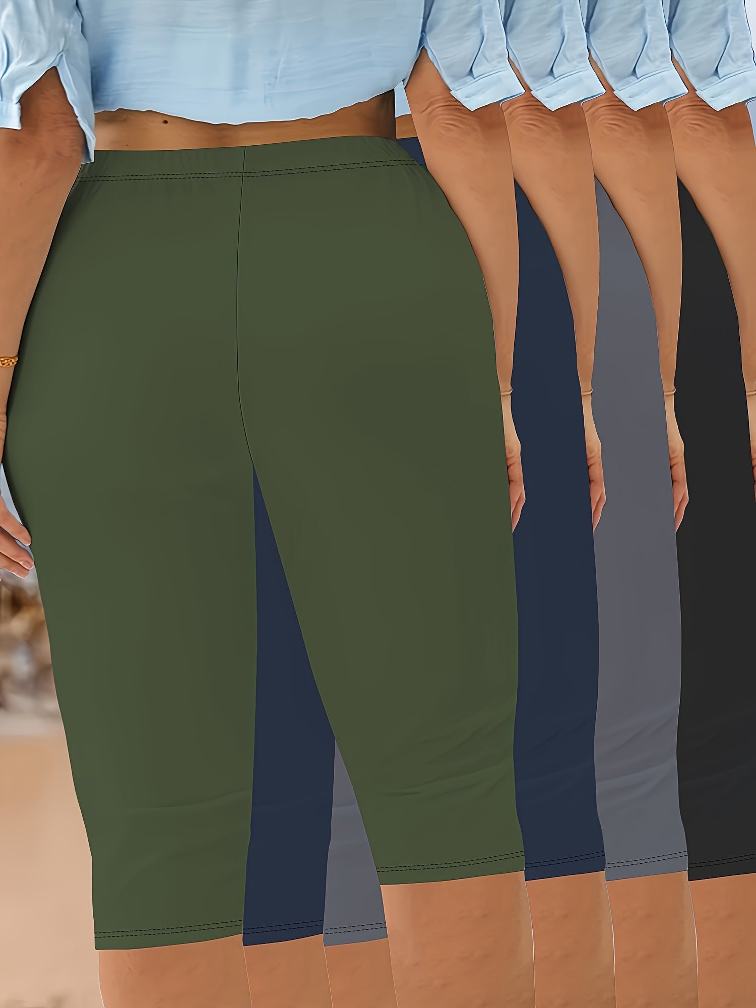 Plus Size Women’s High-Waisted Stretch Capri Leggings Soft Lightweight 3/4 Length