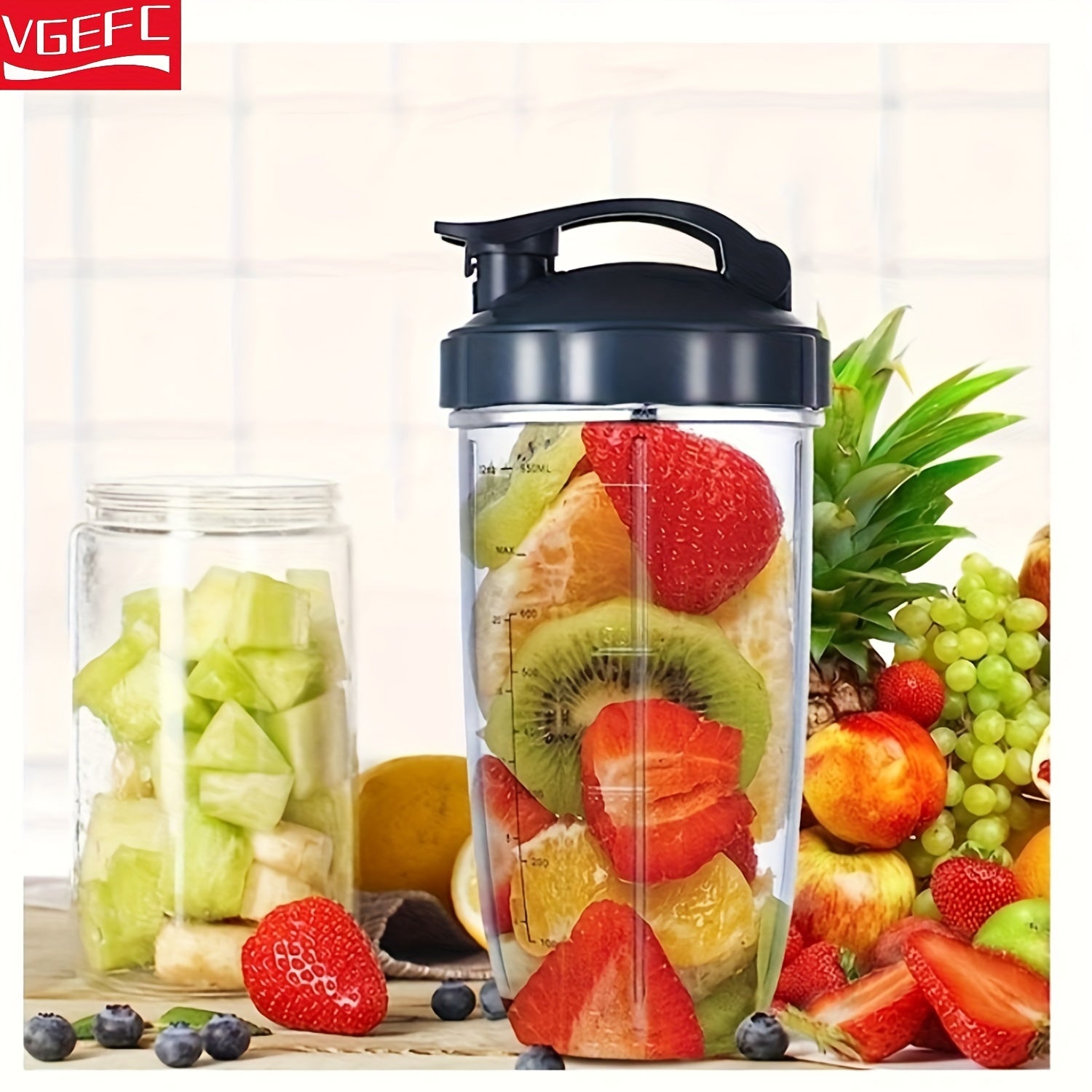 32oz Blender stakanlar, suyuqlik o'tkazmaydigan, BPAsiz, o'lchov bilan Nutribullet uchun almashtirish