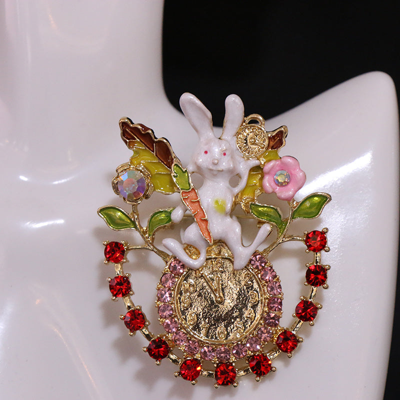 Jadeite Rabbit Brooch Pin Women's Jewelry Luxurious Unique Shape