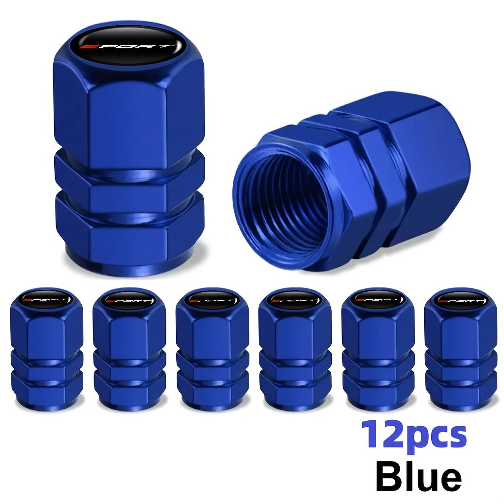 Aluminum Valve Caps Set for Cars and Motorcycles, Sport Pattern, 4/8/12 Pieces