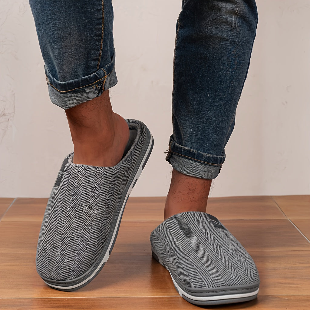 Unisex Plush Slippers Indoor House Slip-On Warm Thick Sole