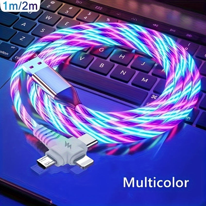 3-in-1 USB Charging Cable for iPhone, Type-C, Micro USB, 10-20W, PVC Material