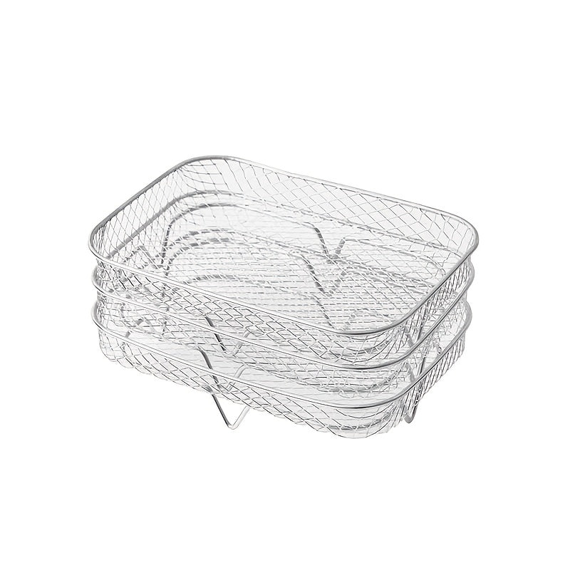 3-ta qismli zanglamaydigan po'latdan yasalgan havo qovurish uchun aksessuarlar mikroto'lqinli pech uchun to'rtburchakli grill yopishqoq bo'lmagan qavatli