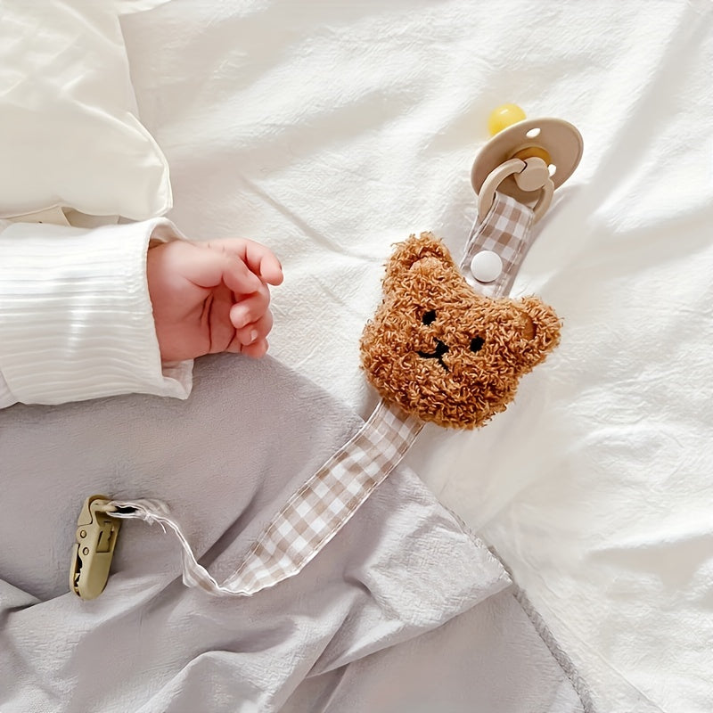 Baby Pacifier Clip for Newborns Cute Bear Design Universal Diameter Mixed Color