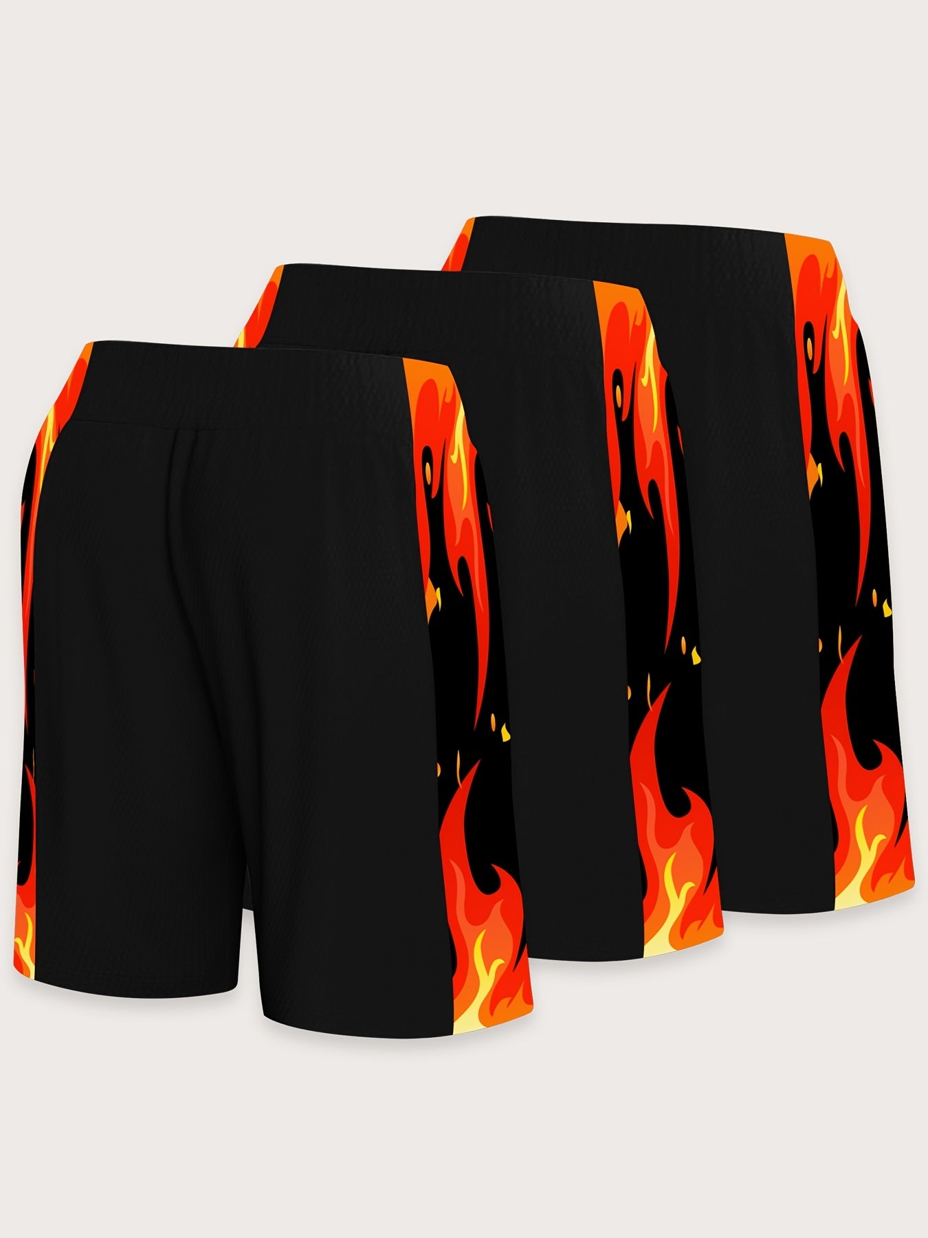 Men's Plus Size Athletic Shorts Sports Style Loose Fit Random Print Drawstring Pockets Lightweight Polyester