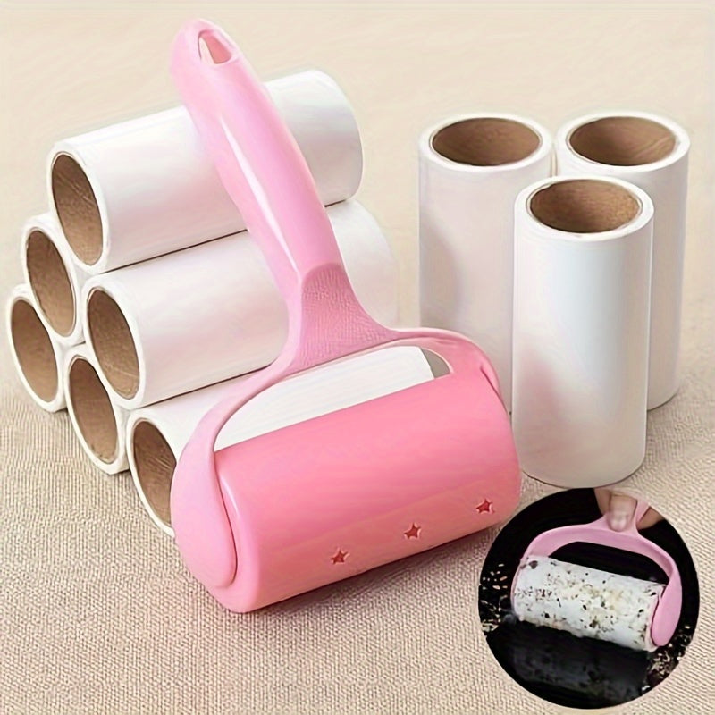 Lint Remover with Handle and 6 Replacement Rolls for Clothes Carpets and Car Seats