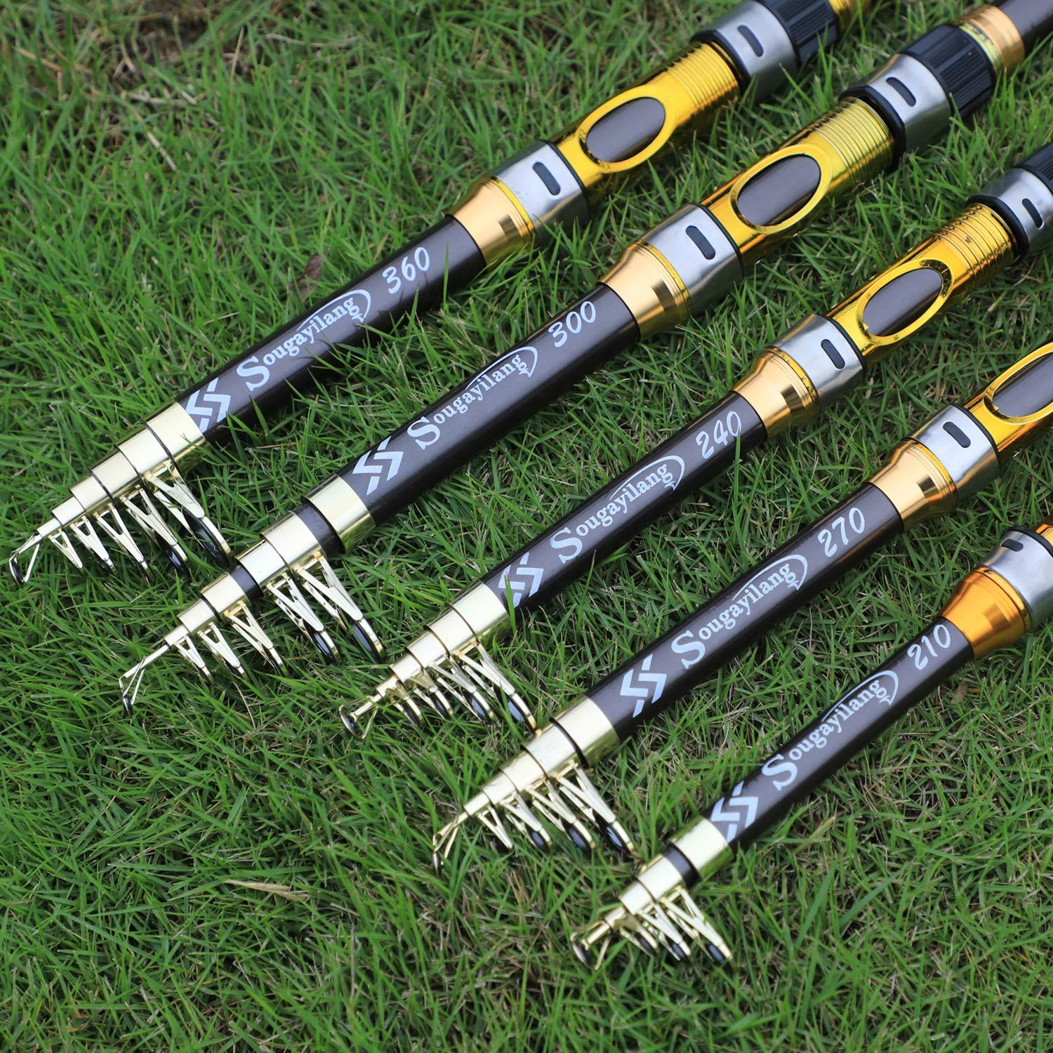 Ultralight Carbon Fiber Spinning Fishing Rod Portable Medium Action Extendable Length Comfortable Grip