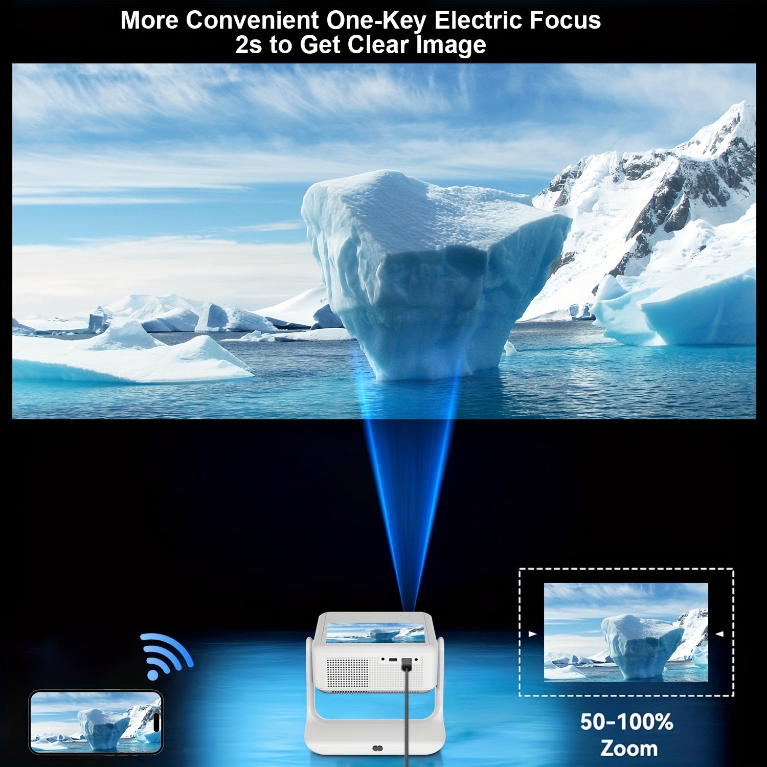 4K Home Theater Projector with WiFi 6, Wireless 5.2, 180° Rotation