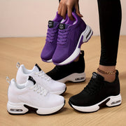 Women's Fashion Sneakers Casual Lace-Up Shoes Air Cushion Lightweight Breathable Fabric