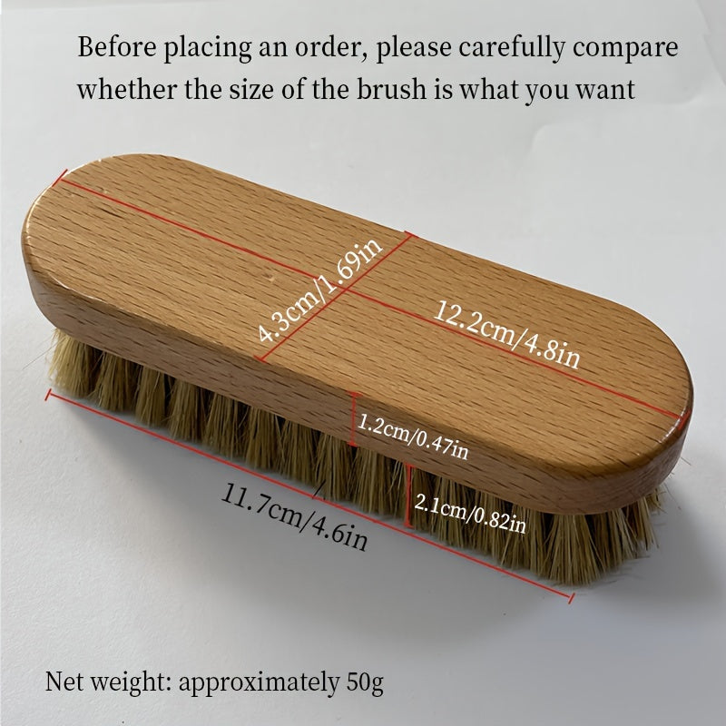 Unisex Solid Wood Horsehair Shoe Brush Oiling and Cleaning Tool
