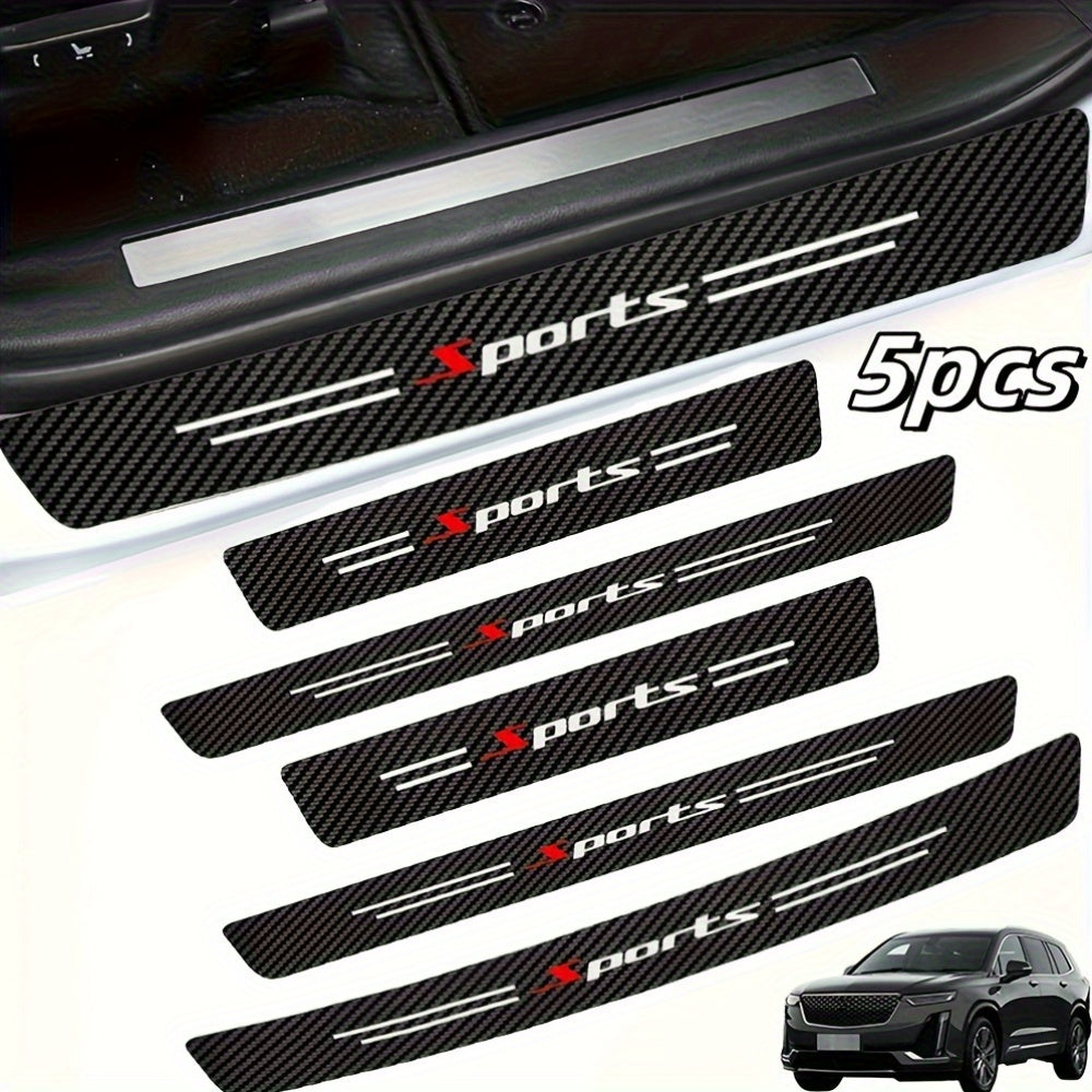 Universal Car Door Sill Protectors Faux Leather Threshold Strips 5-Pack