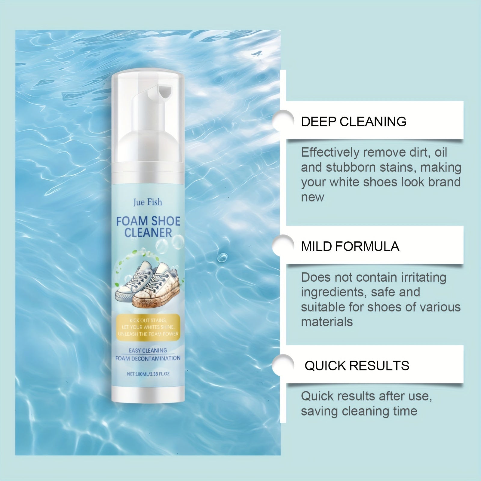 100ml Shoe Cleaner Kit for Sports and White Sneakers with Brush Towel Sponge