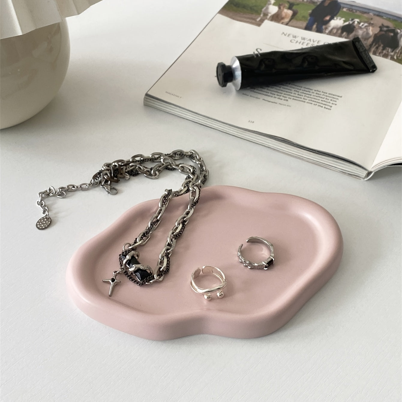 Ceramic Jewelry Tray Cloud-Inspired Organizer for Keys Watches and Accessories