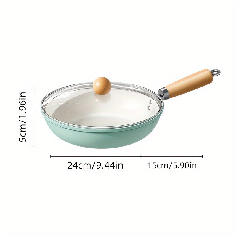 Non-Stick Ceramic Frying Pan Skillet with Cast Iron Handle for Induction Gas Stoves