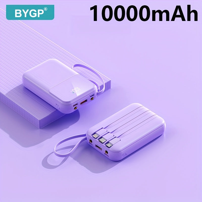 10000mAh Portable Power Bank with PD20W Fast Charging Built-in Cable LED Display for iPhone Android Outdoor Use